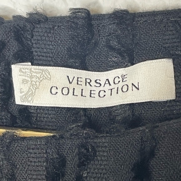 VERSACE dress mini black sleeveless sz 6 or EU 42 vertical texture - Picture 7 of 10